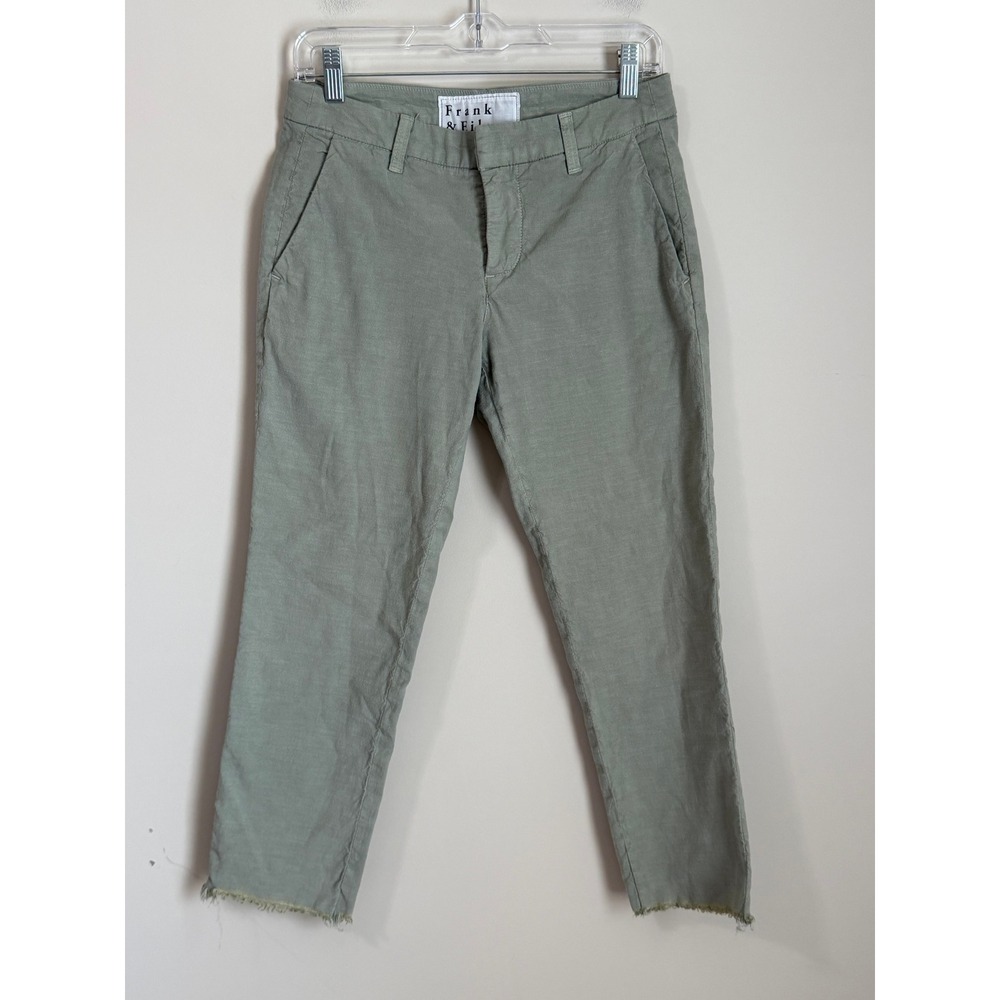Frank And Eileen Wicklow Pants Cropped Raw Hem Green Women's Size 2
